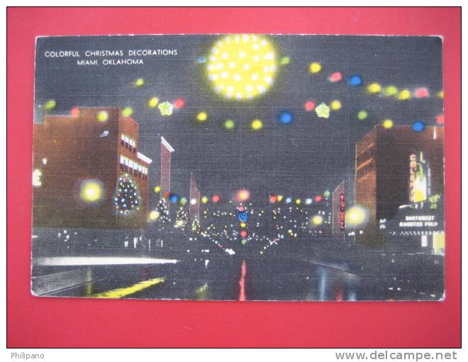 Miami Ok- Colorful Christmas Decorations Nite View   Linen---======ref 167 - Autres & Non Classés