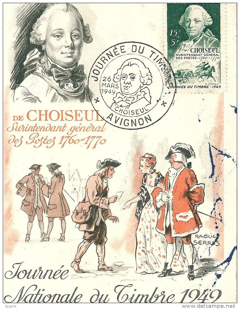 FDC Enveloppe   I Er Jour   CHOISEUL JOURNEE NATIONALE DU TIMBRE 1949          26 /03 /1949   AVIGNON - ....-1949
