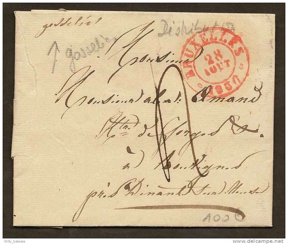 Belgique Précurseur 1836 Lettre Càd Bruxelles + Distribution " Gosselies " ( Dèchirure) - 1830-1849 (Belgique Indépendante)