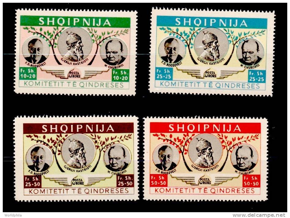 Albania / Albanien / Squiptare Government In Exile Churchill & Roosevelt Stamps MNH 1949 - Sir Winston Churchill