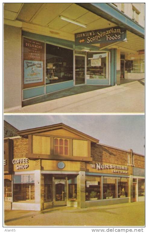 Ballard Scandinavian Shops, Seattle WA, Market Street, Coffee Shop,  1960s/70s Vintage Chrome Postcard - Seattle