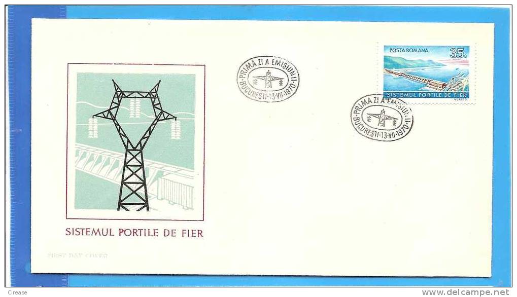 Energy, Electricity, Dam. Romania FDC 1X First Day Cover - Electricity