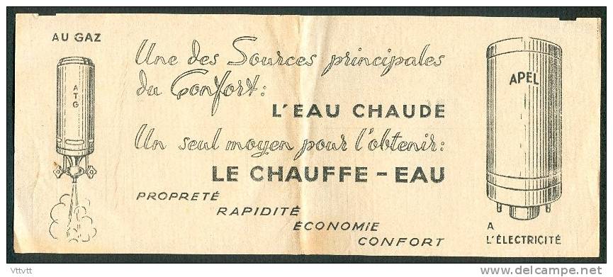 Juin 1954 : Quittance Electricité Et Gaz De France, Crosne (Essonne), Publicité Chauffe-Eau Avec Dessins Au Verso... - Elektriciteit En Gas