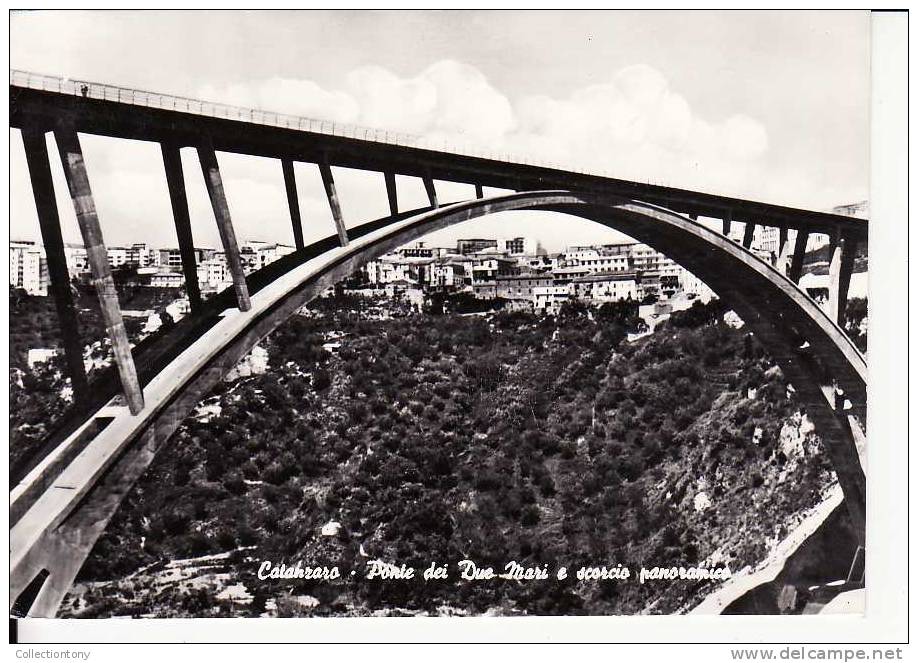 Catanzaro - Ponte Dei Due Mari E Scorcio Panoramico- Formato Grande - Bianco E Nero - Viaggiata - 1962 - Catanzaro