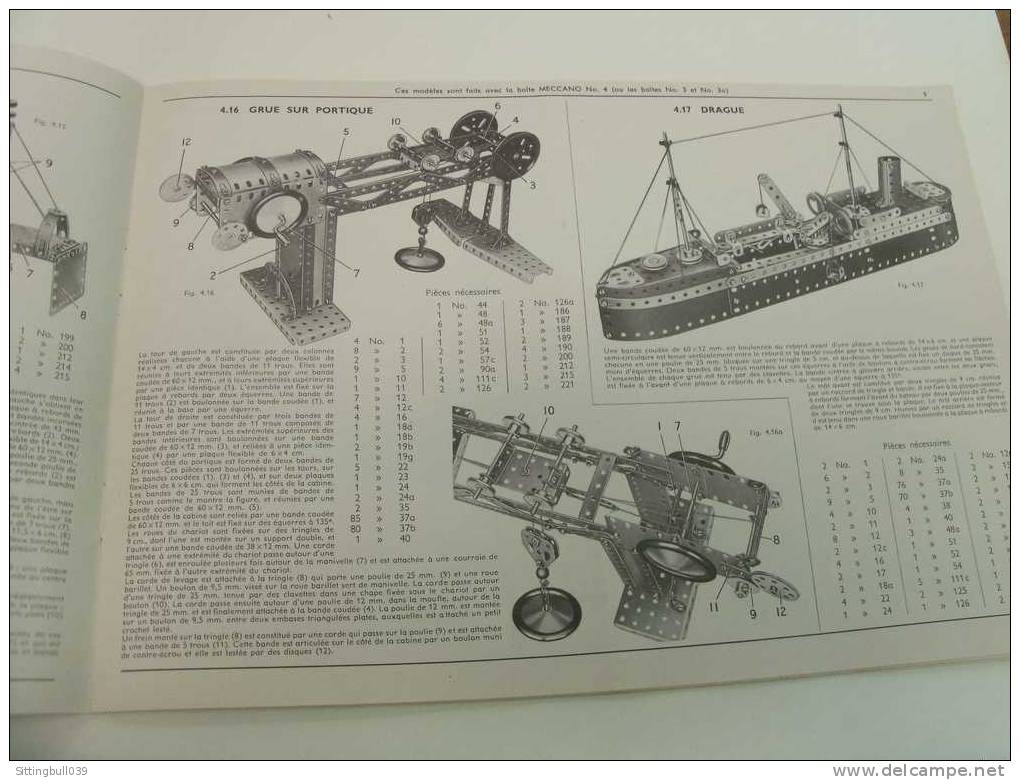 MECCANO. MANUEL D´ INSTRUCTIONS 3 A. 1956. Catalogue de 26 pages de Modèles à Construire.