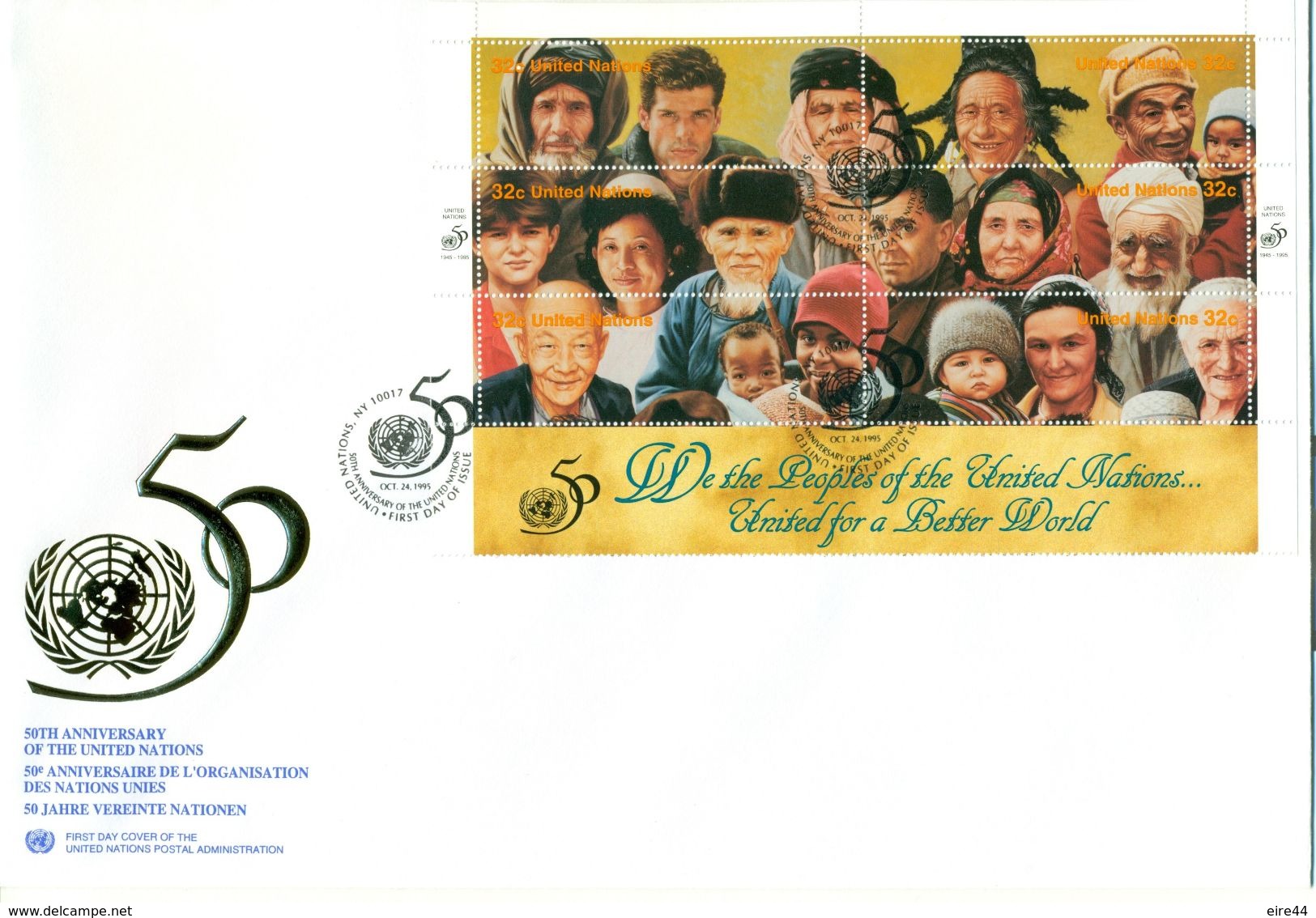 United Nations 1995 6 FDC  Anniversary Set Complete Mini Sheet - Colecciones & Series