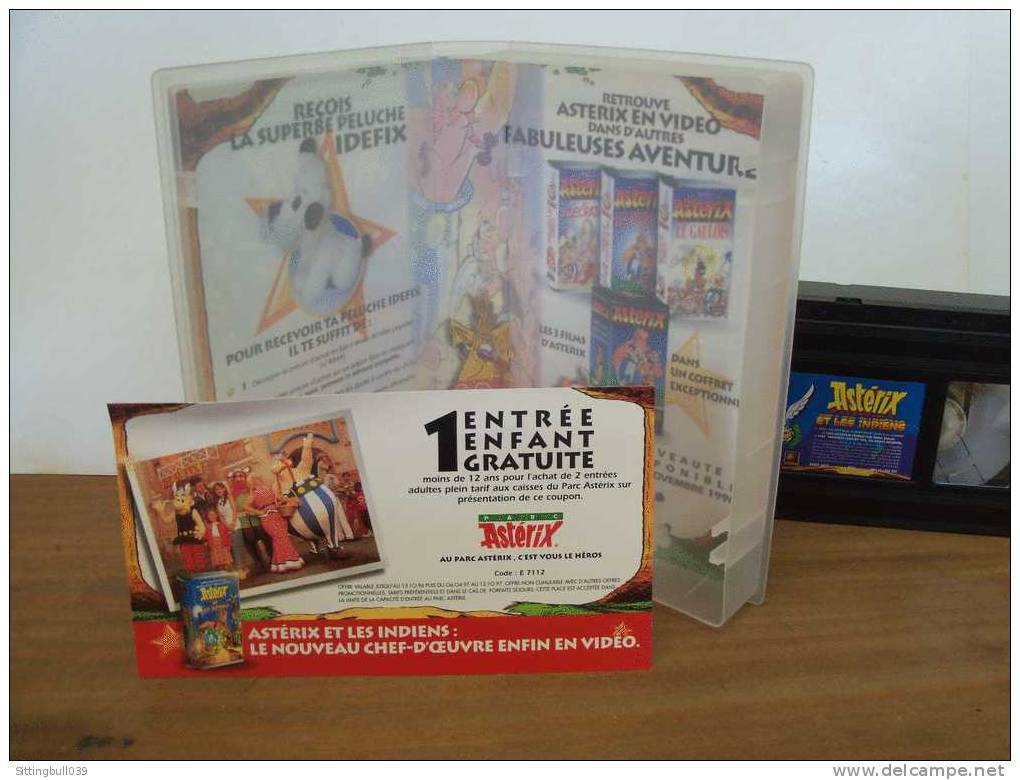 ASTERIX Et LES INDIENS. Le Film En K7 Hi-Fi Stereo + Une Entrée Gratuite Au PARC ASTERIX. 1995 Ed. A. R/GOSCINNY-UDERZO - Cassettes & DVD