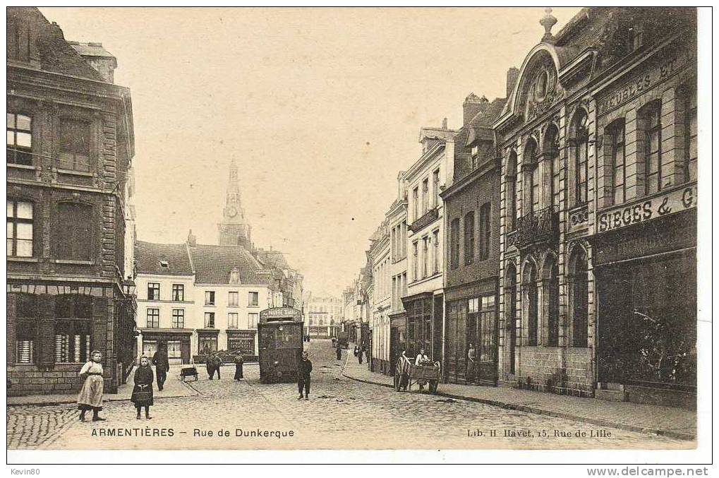 59 ARMENTIERES Rue De Dunkerque Cpa Animée - Armentieres