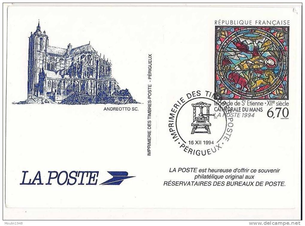 Cathedrale Du Mans  Vitraux Legende De St Etienne - Official Stationery