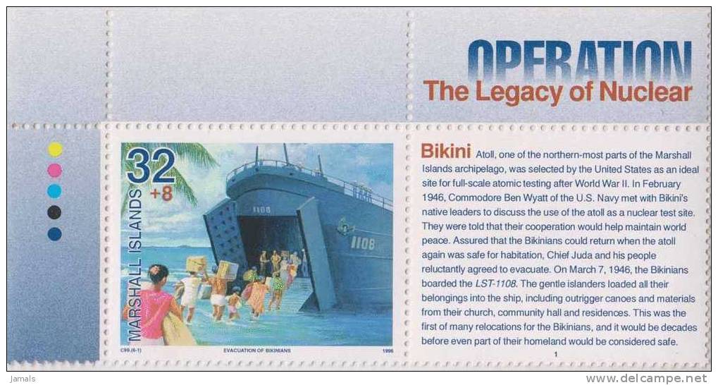 Ship, Transport, Evacuation Of Bikinian People Before Atomic Testing, Atomic Energy, MNH Marshall Islands - Atoom