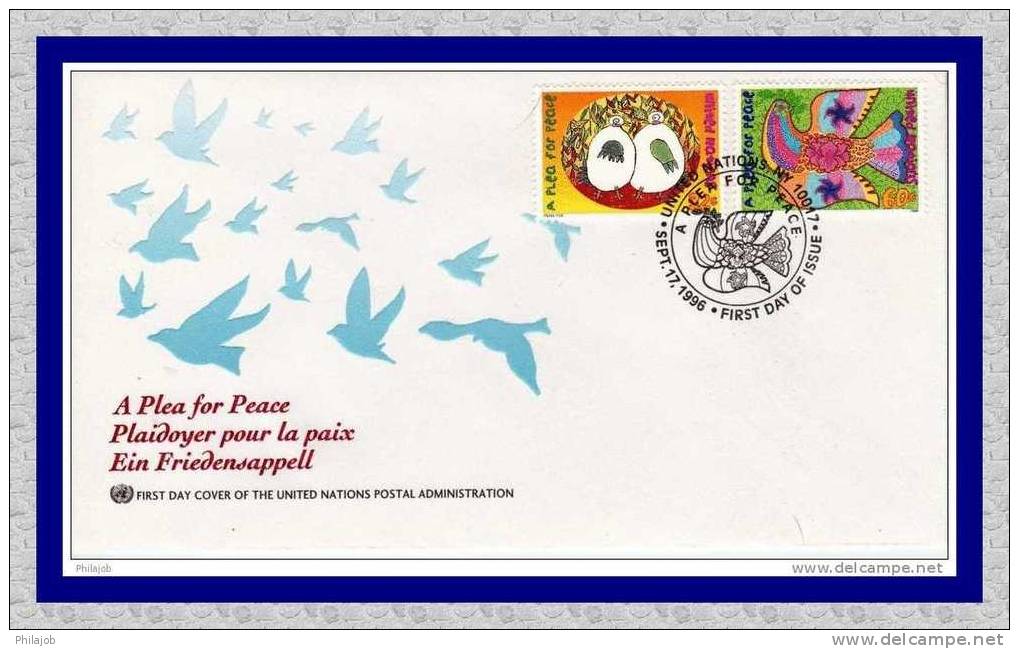 ONU 1996 (New York) : FDC " Plaidoyer Pour La Paix " YT N° 706 707 ( Colombe ) + Prix Dégressif. - Pigeons & Columbiformes