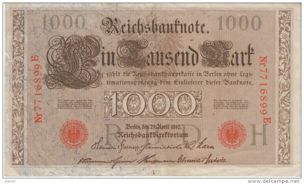 Germany #44b, 1000 Marks 1910 Banknote Currency - 50 Mark