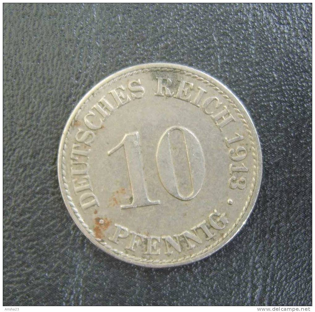 No.PF. Germany German Empire Coin 10 PFENNIG 1913 A - 10 Pfennig