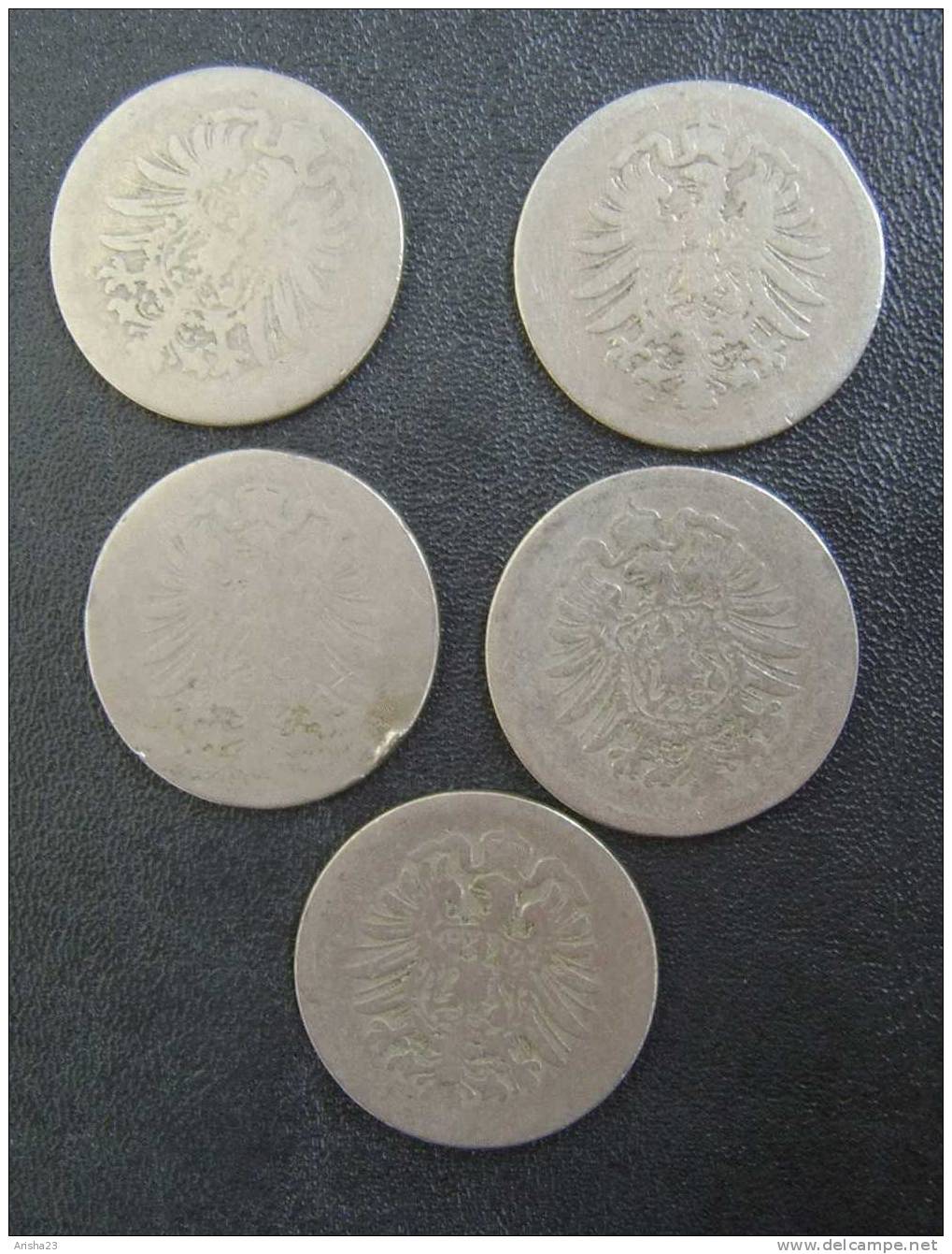No.PF. Germany German Empire Coins  5 Psc.  X 10 PFENNIG 1875 - 10 Pfennig