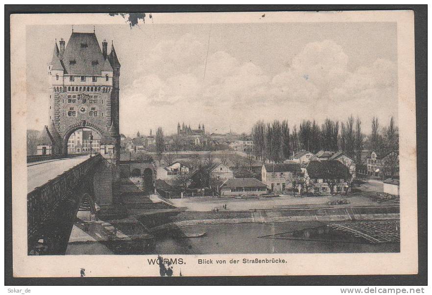AK Worms, Rheinland-Pfalz, Blick Von Der Straßenbrücke, Feldpost 1917 Gel. Nach Merzhausen - Worms