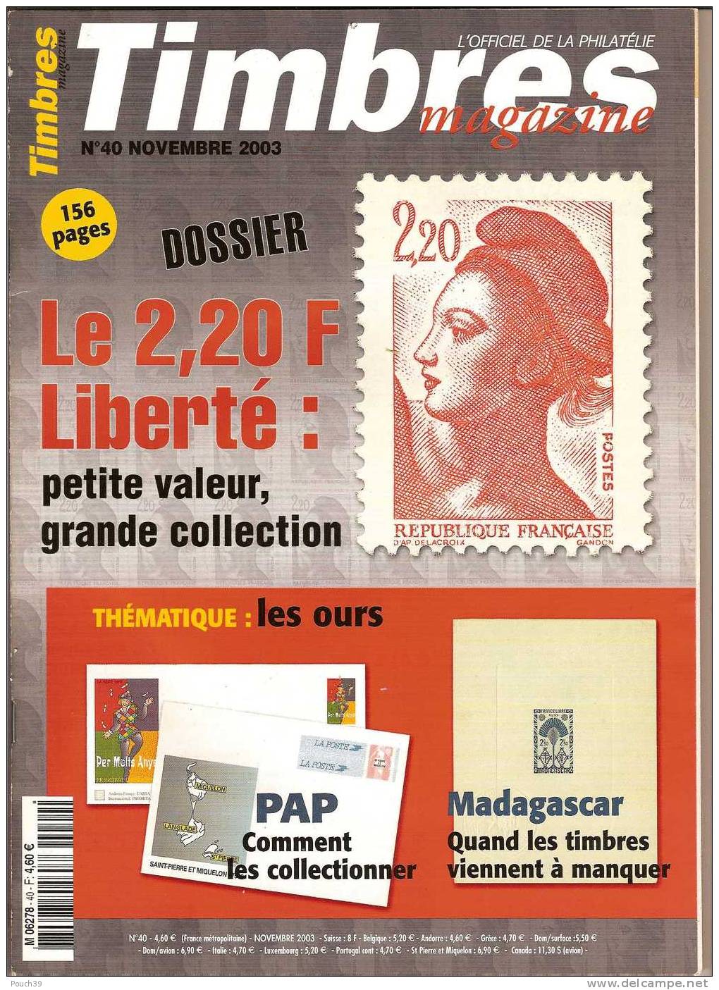 Timbres Magazine N° 40 Novembre 2003 - Francesi (dal 1941))