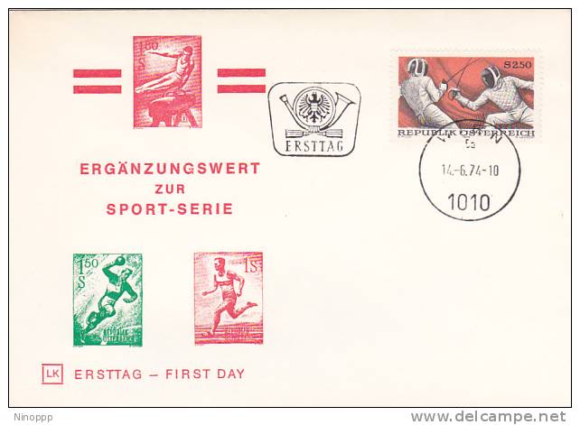 Austria 1974 Sport Fencing Souvenir Cover - Cartas & Documentos
