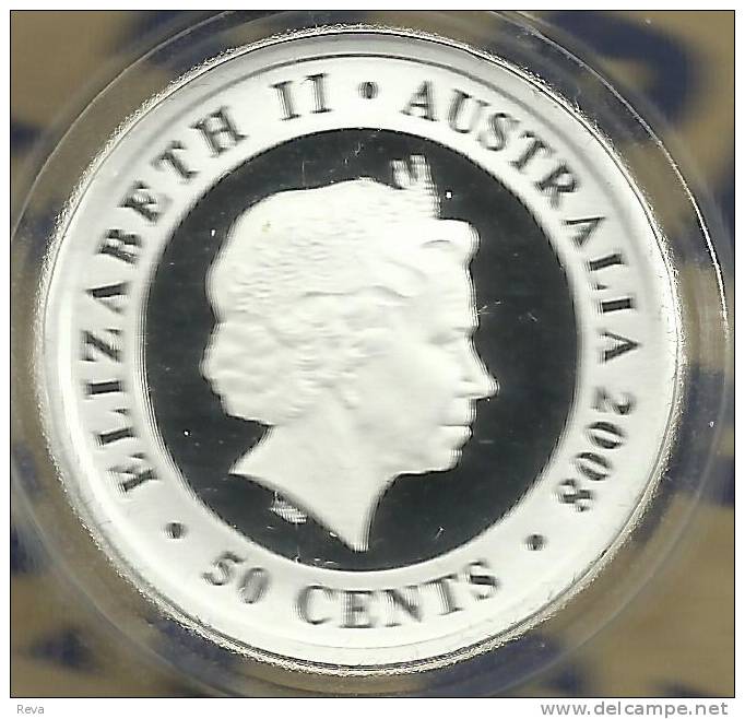 AUSTRALIA  50 CENTS IMAGE OF BRITISH 1 SHILLING OF 1787 FRONT QEII BACK  2008 SILVER PROOF READ DESCRIPTION CAREFULLY!! - Shilling