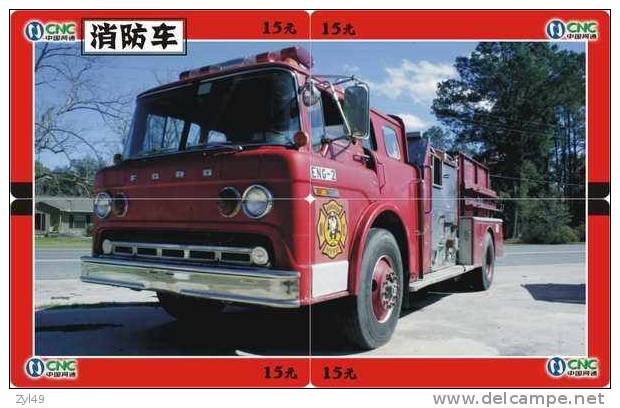 A04350 China Phone Cards Fire Engine Puzzle 40pcs - Pompieri