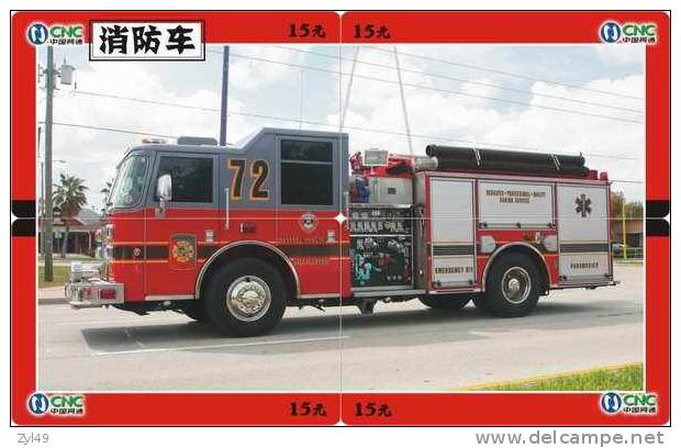 A04350 China Phone Cards Fire Engine Puzzle 40pcs - Pompieri