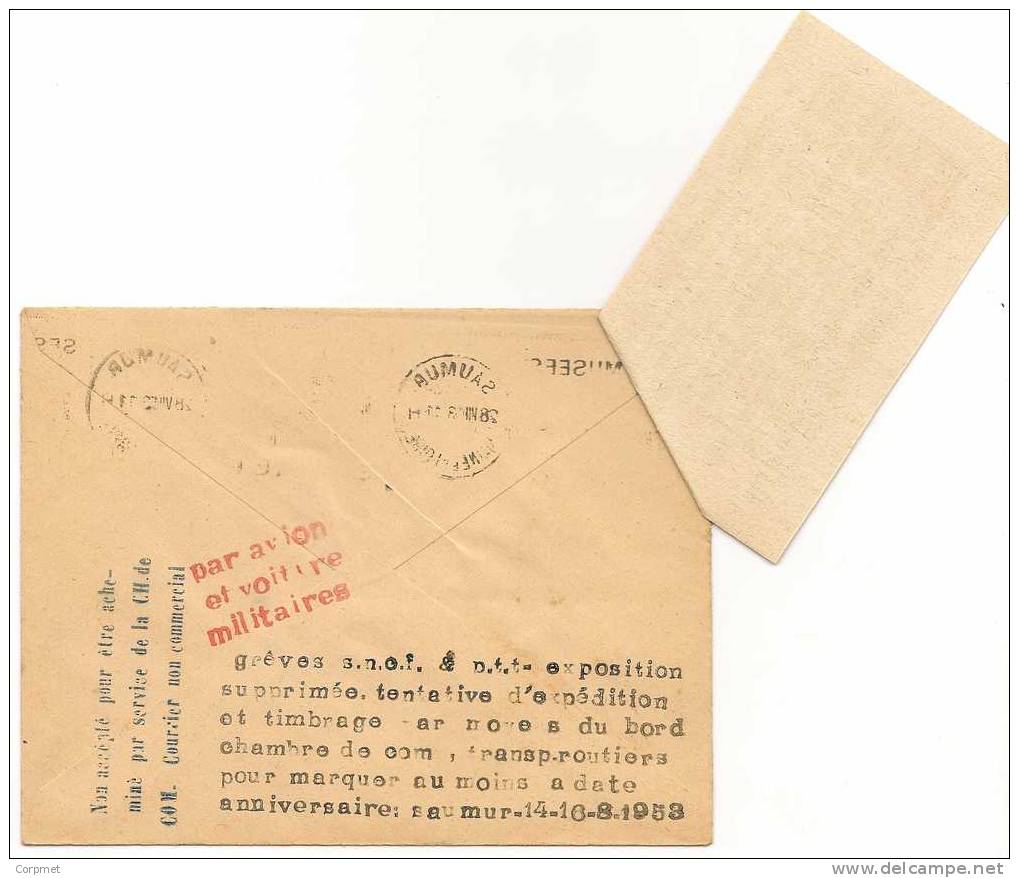 FRANCE - GREVE P.T.T. 1953 - Type Marianne De Gandon - COVER From SAUMUR - Simple Taxe 5 Per Transport Militaire - Autres & Non Classés