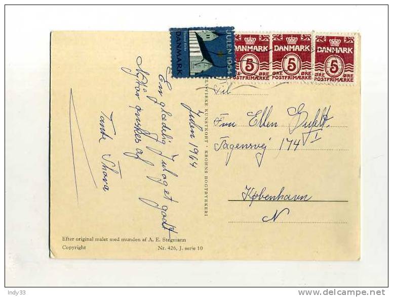 - DANEMARK . AFFRANCHISSEMENT COMPOSE SUR CP DE 1964 - Storia Postale