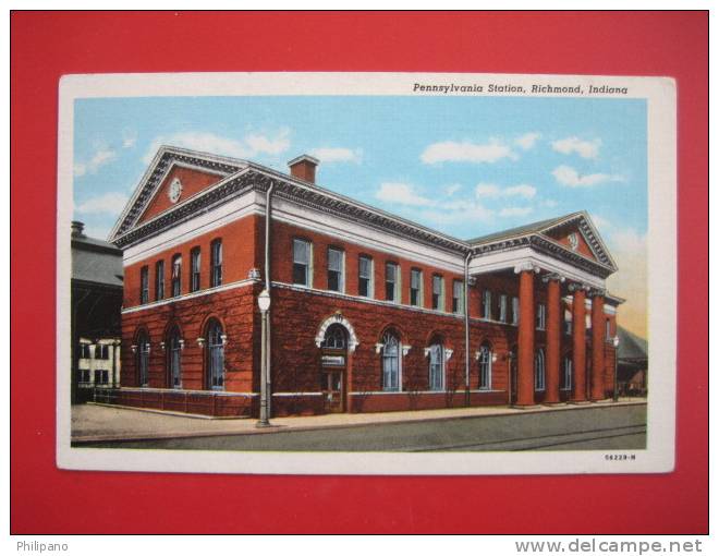 Depot-Train Station-- Pennsylvania Station  Richmond In  Vintage Wb----===ref 183 - Andere & Zonder Classificatie