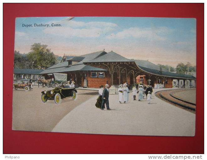 Depot-Train Station--        Danbury  Ct   1916 Cancel    ---===ref 187 - Autres & Non Classés