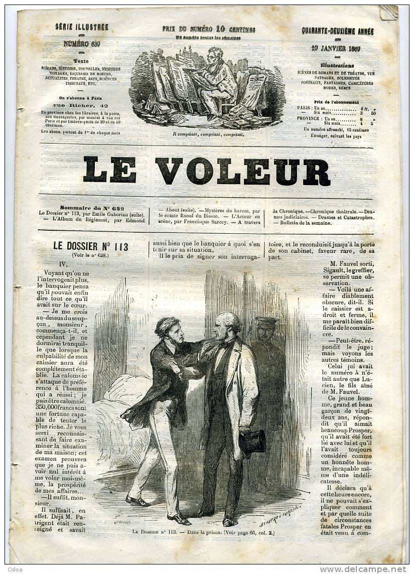 « Le Voleur », N° 639, Série Illustrée 29  Janvier 1869 - Revistas - Antes 1900