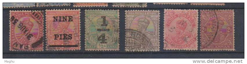 India 1910 - 1936 Used, King George V, Single Large Star, 18 Diff., - 1911-35 Koning George V