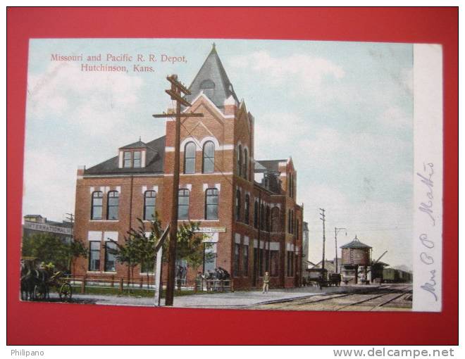 Depot-Train Station--   Hutchinson   Ks    Missouri & Pacific   Depot   1908 Cancle---===ref 187 - Sonstige & Ohne Zuordnung