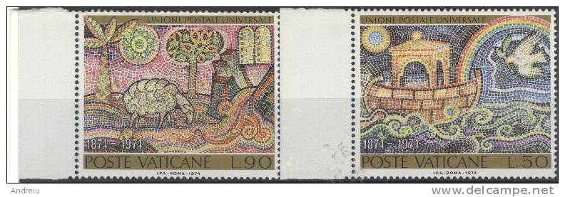 1974 Vatican, Poste Vaticane, UPU Centenary 2v , Art, Religion, Mosaic, History, Ship Yvert  569/70 MNH - Autres & Non Classés