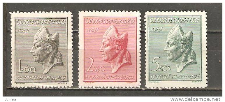 CZECHOSLOVAKIA 1947 - HOLY ADALBERT - CPL. SERIES - UNUSED NO GUM - Unused Stamps