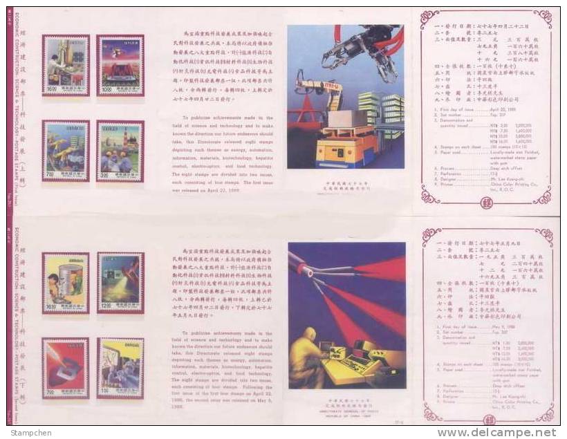 Folder Taiwan 1988 Science & Technology Stamps Biotechnology Computer Space Energy Liver Medicine - Unused Stamps