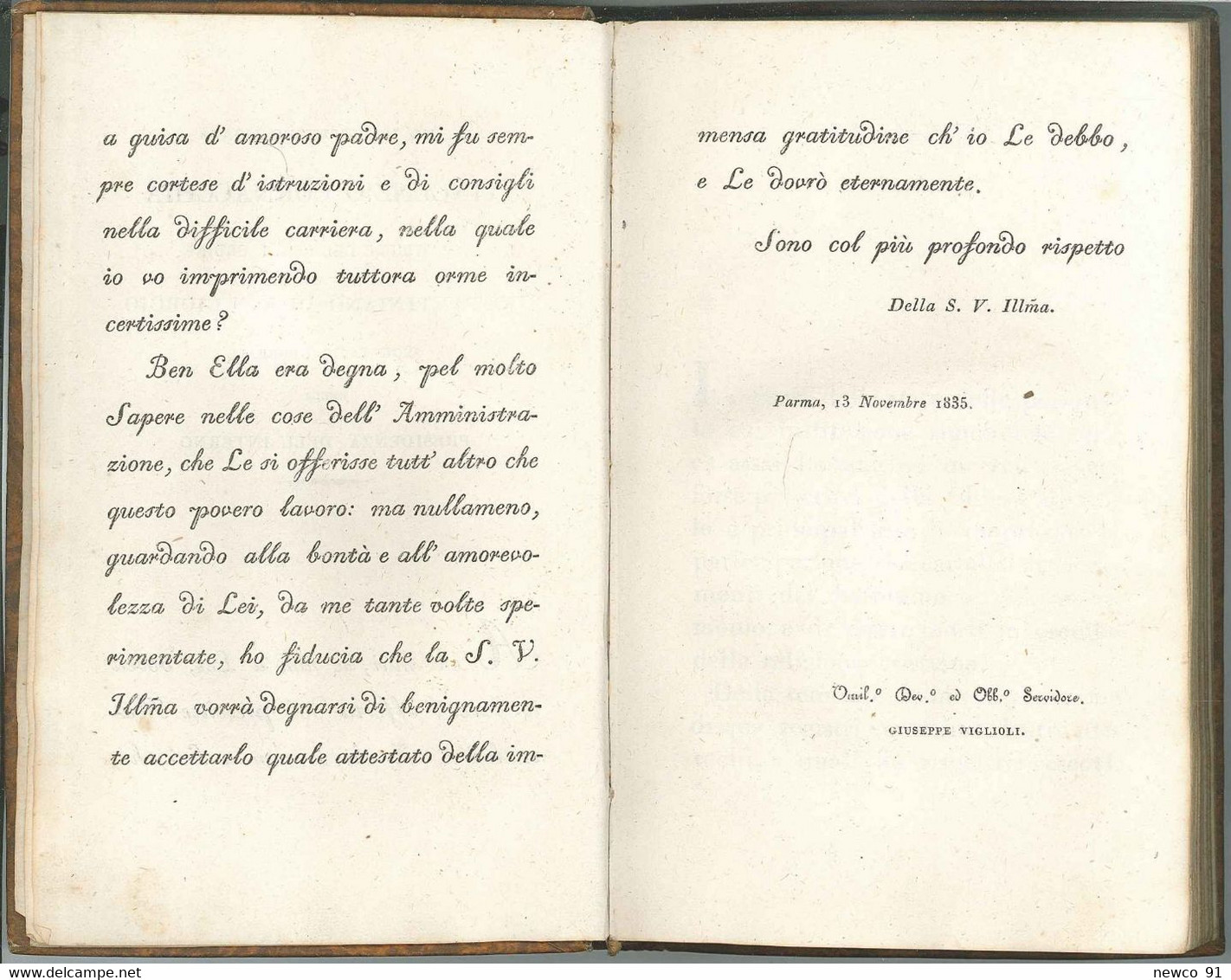 1835 - MANUALE PER GLI UFFIZIALI DELLO STATO CIVILE DEI DUCATI DI PARMA; PIACENZA E GUASTALLA - AUTORE: GIUSEPPE VIGNOLI