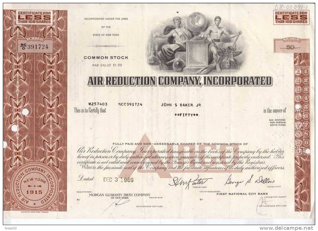 Air Reduction Company, 3-12-1969 50 Shares - A - C