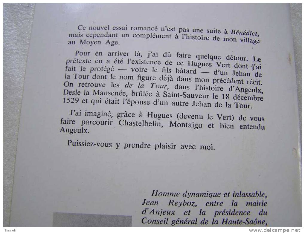 HUGUES LE VERT-Jean REYBOZ-1988 Dominique Guéniot éditeur -roman Historique-broché-AUGEULX-Haute Saône-e - Franche-Comté