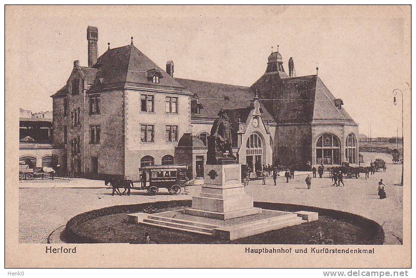 Herford Hauptbahnhof Kurfürstendenkmal AK K69 - Herford