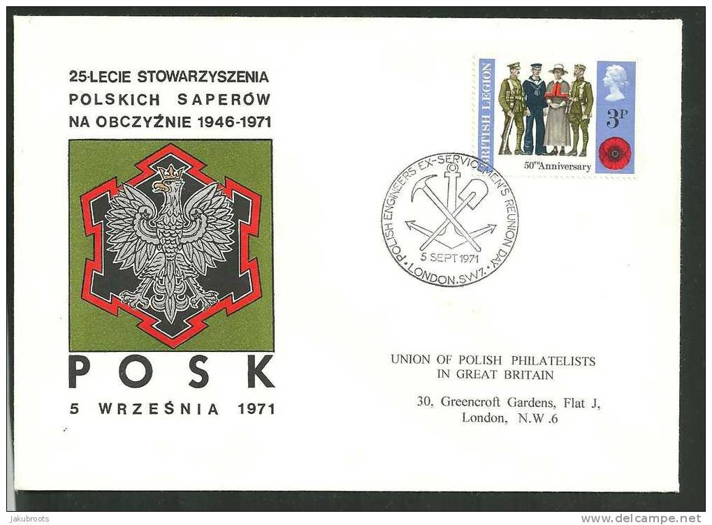 25 Th. ANNIVERSARY  OF  POLISH ENGINEERS EX-SERVICEMEN'S  REUNION DAY  1946--1971 - Gobierno De Londres (En Exhilio)