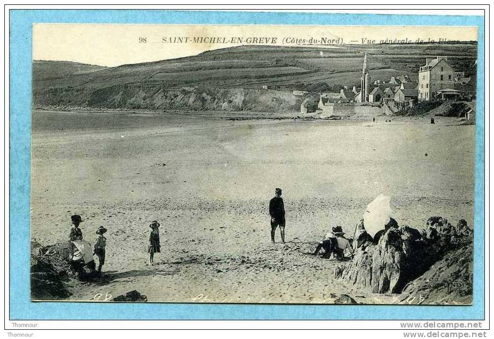 22  -  SAINT - MICHEL - EN - GREVE  -  Vue Générale De La Plage   - 1920 - CARTE ANIMEE  - - Saint-Michel-en-Grève