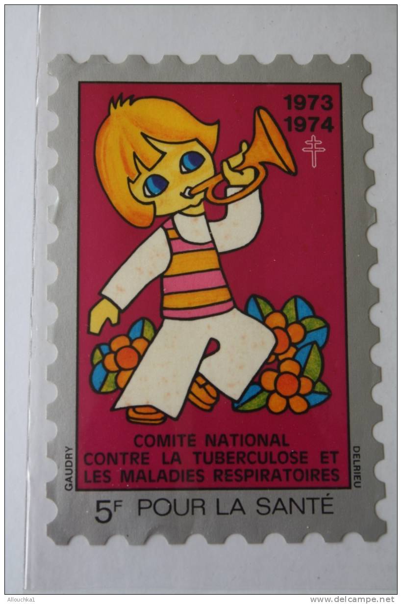 1973/74 >TIMBRE ANTITUBERCULEUX BLOC VIGNETTE GRAND FORMAT 12 X 8 CM>érinnophilie: CONTRE LA TUBERCULOSE>COMITE NATIONAL - Antituberculeux