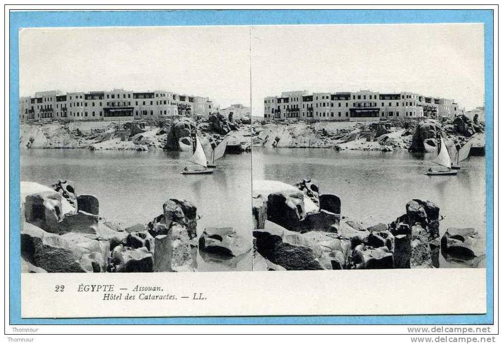 EGYPTE.  -  ASSOUAN  -  Hotel  Des  Cataractes     -  BELLE CARTE STEREO  ANIMEE - - Assouan