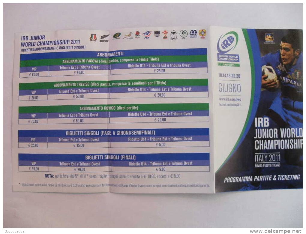 CALENDARIO RUGBY WORLD CUP UNDER 20-JUNIOR WORLD CHAMPIONSHIP ITALIA 2011 - Rugby