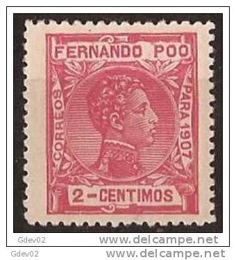 FPOO153-LA1013TAN.Guinea Guinee..FERNANDO POO.ALFONSO XIII DEL AÑO1907  (Ed 153*) Con Leve Charnela.LUJO. - Nuevos