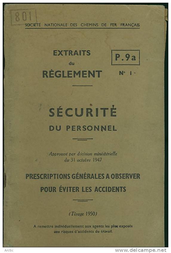 Extraits Du Réglement Sécurité Du Personnel - Ferrovie & Tranvie