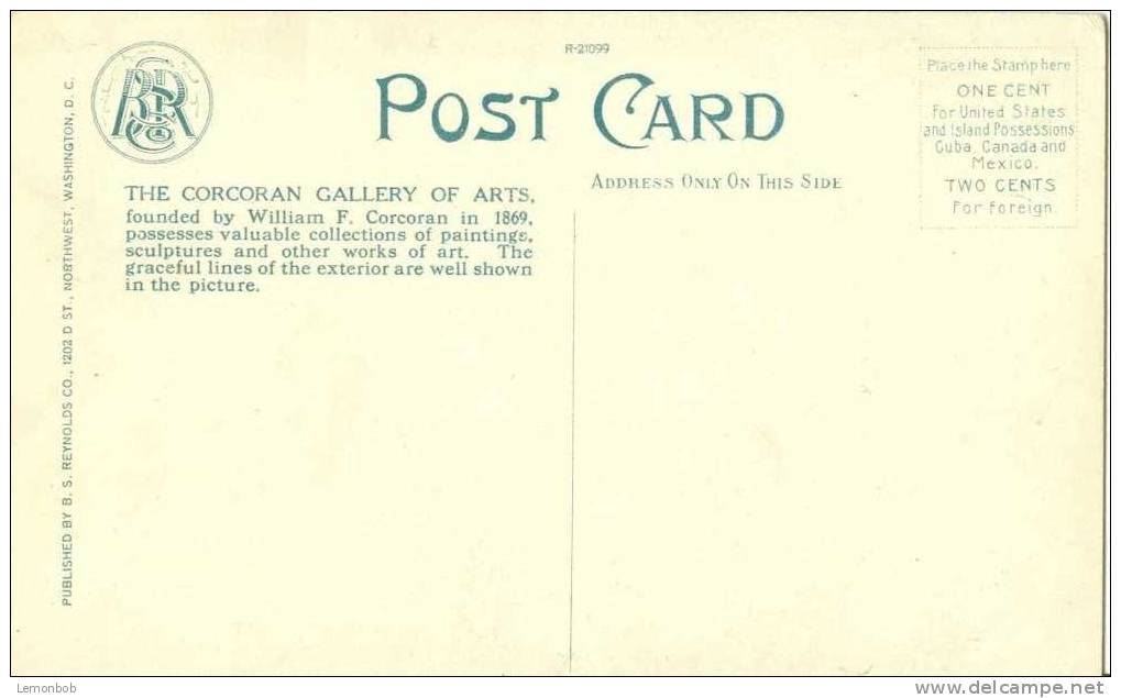 USA – United States – Corcoran Art Gallery, Washington D.C.  Early 1900s Unused Postcard [P3639] - Washington DC