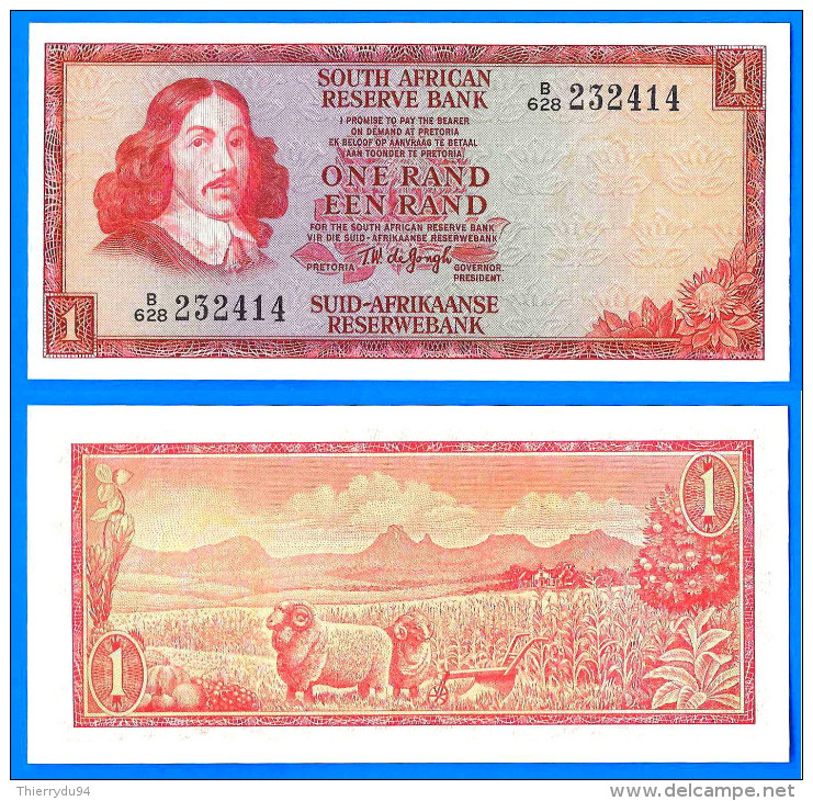 Afrique Du Sud 1 Rand 1975 Neuf UNC Ecriture Anglais Signature 5 Belier South Africa Animal Paypal Skrill Bitcoin - Südafrika