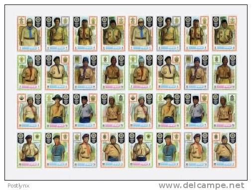 MANAMA 1971 Scouts COMPLETE IMPERF SHEET:32 Stamps  [non Dentelé,Geschnitten,no Dentado,non Dentellato,ongetande] - Neufs