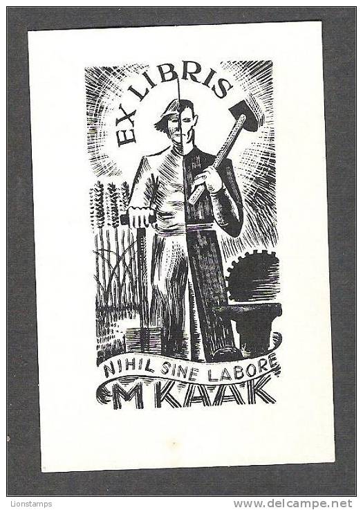 EL 61 - Labourer By I. Spreekmeester - Ex Libris