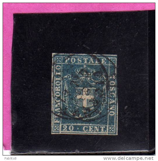 ANTICHI STATI: 1860 TOSCANA GOVERNO PROVVISORIO 20 CENTESIMI AZZURRO CHIARO ANNULLATO - Tuscany